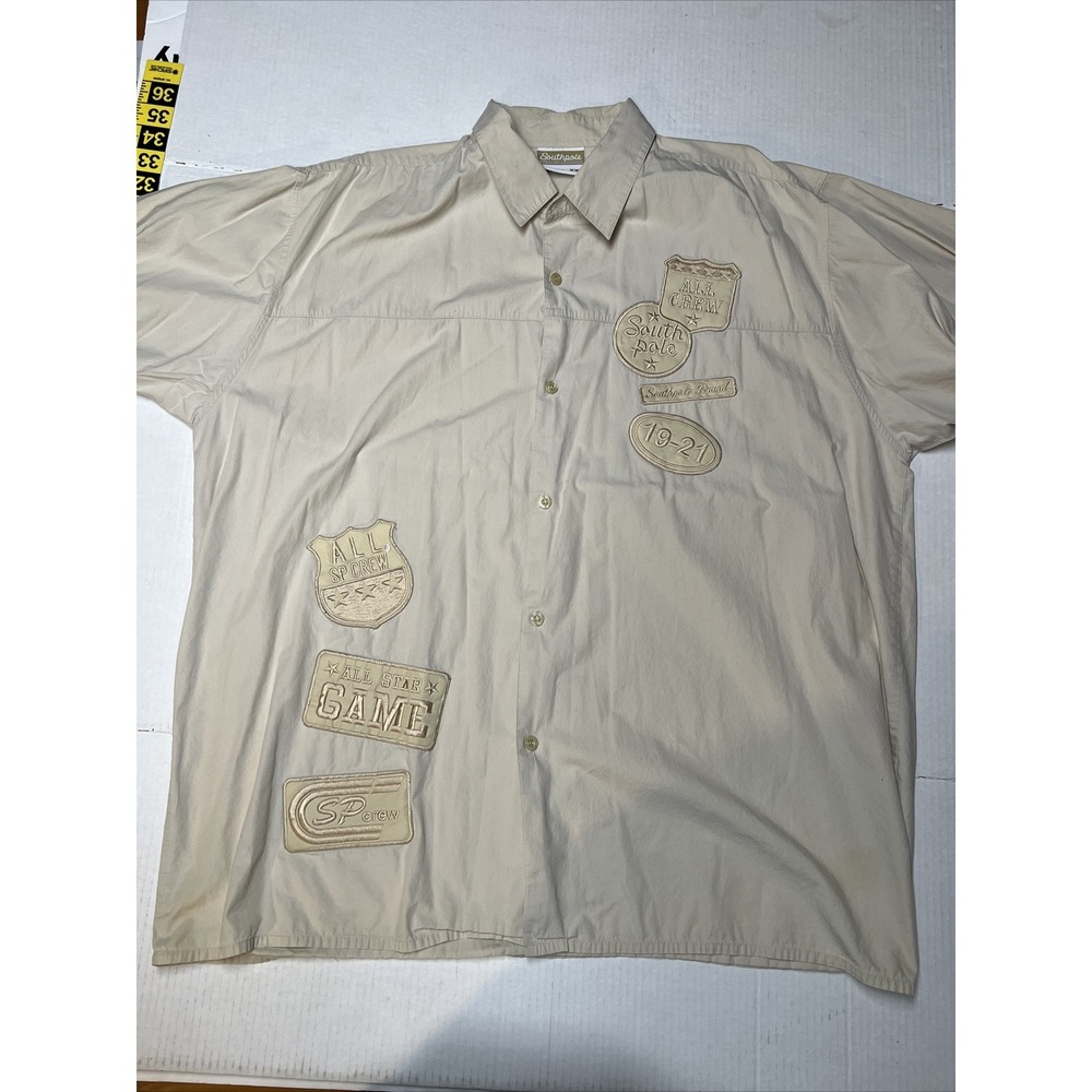 Southpole Short Sleeve Button Up Shirt Single Stitch Patches Hip Hop Mens XXL